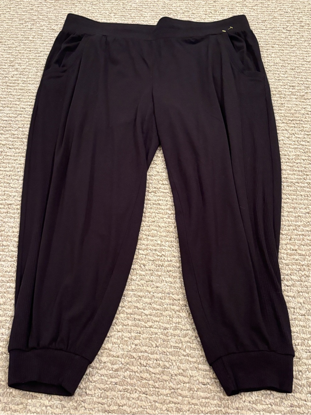 AnyBody Women’s Large Petite Harem Black Jogger Knit Pants Casual Pockets
